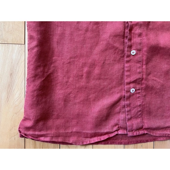 Banana Republic Shirt Mens Large Button Up 100% Linen Beachy Solid Red - Picture 4 of 8